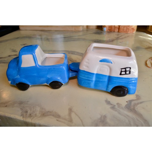 Ceramic Blue Truck & Camper Planter Set Succulents ~ Air Plants - Picture 7 of 7
